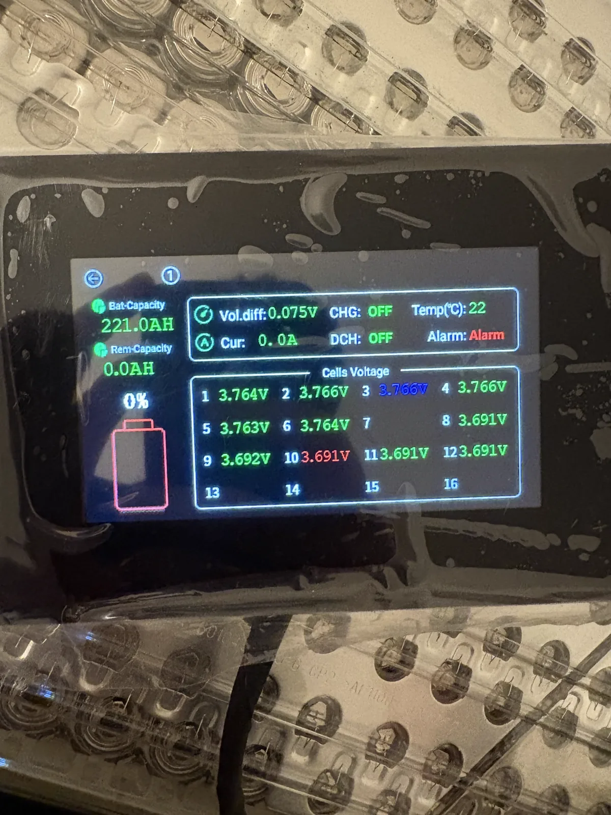 Einblick in die Anzeige der Batterieüberwachung während des Projekts.